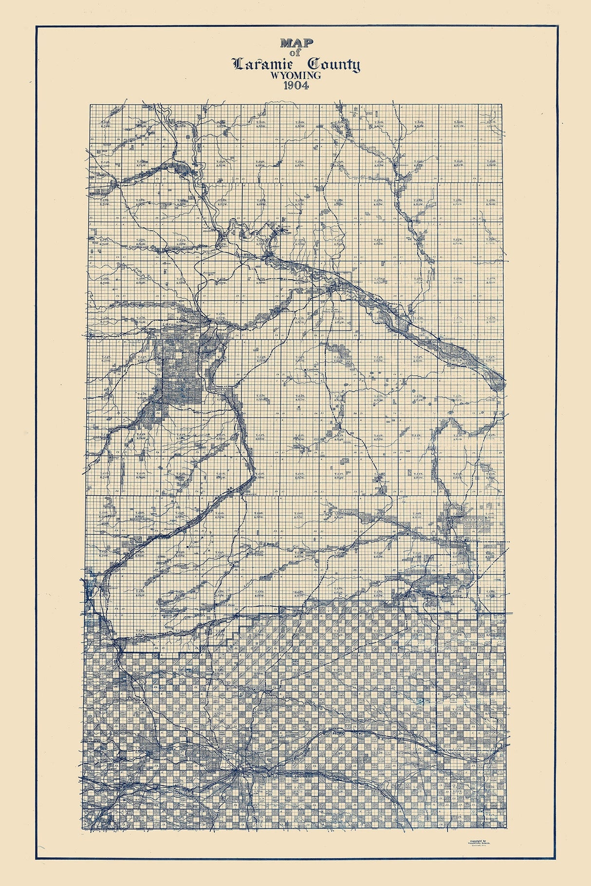 1904 Map of Laramie County Wyoming