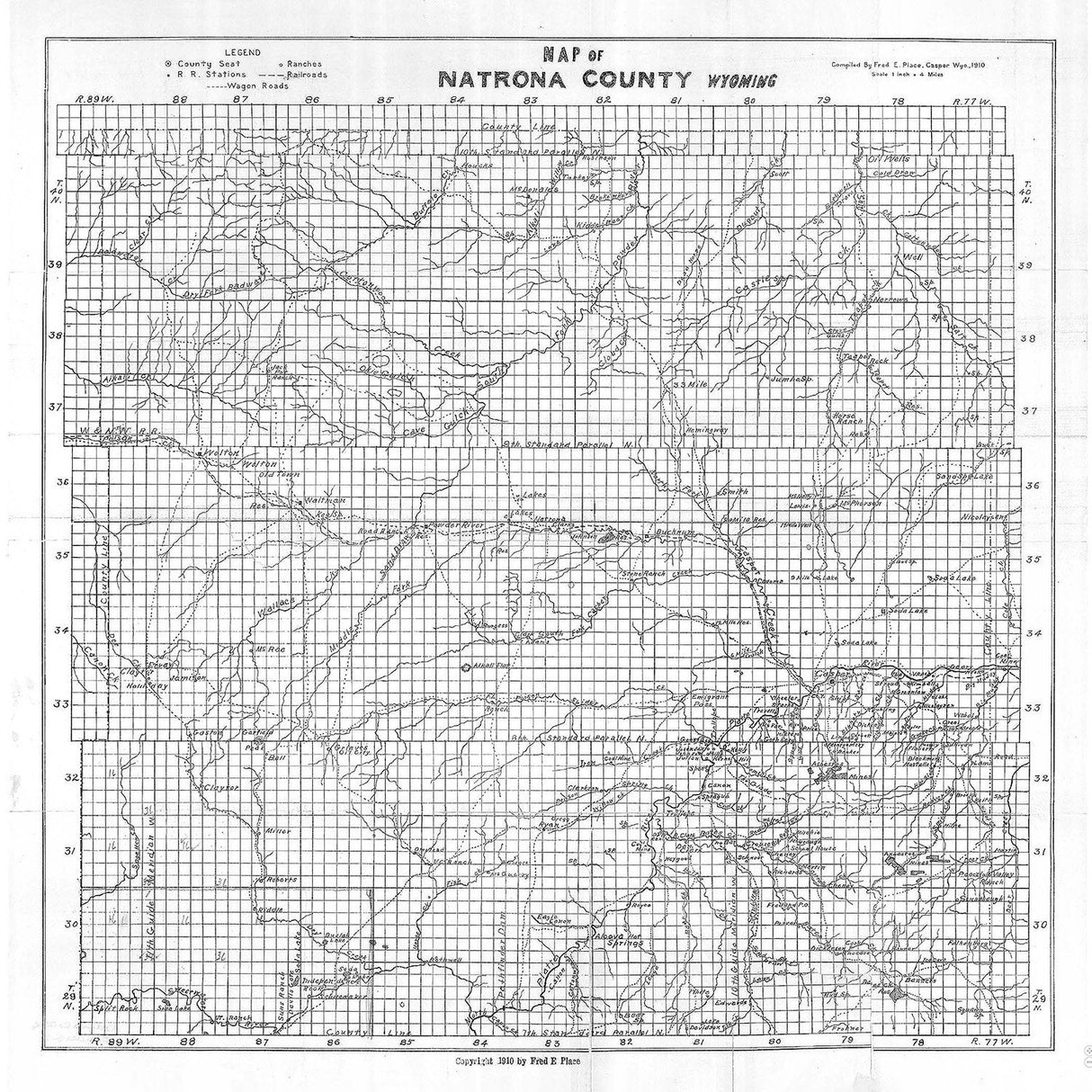 1910 Map of Natrona County Wyoming