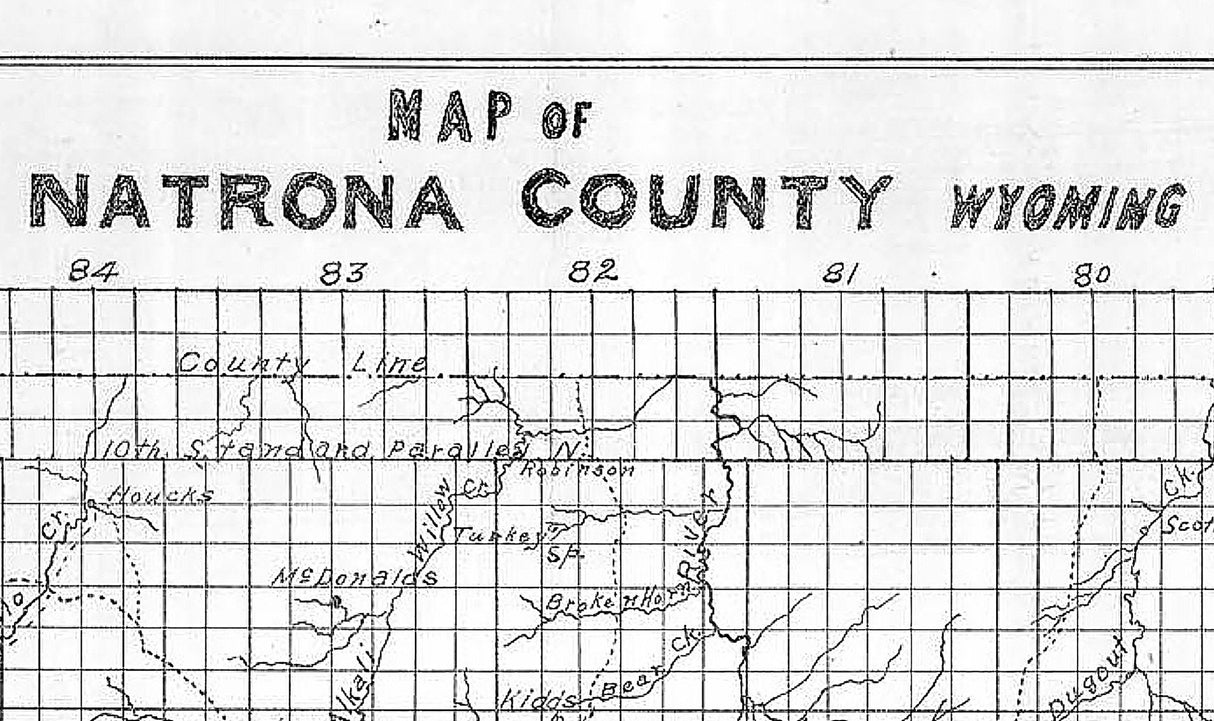 1910 Map of Natrona County Wyoming