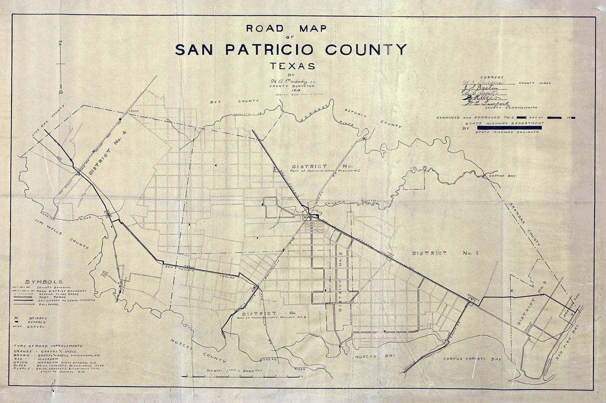 1918 Map of San Patricio County Texas