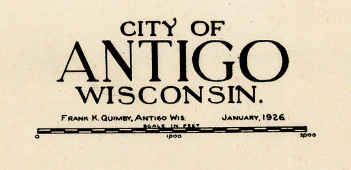 1926 City Map of Antigo Wisconsin