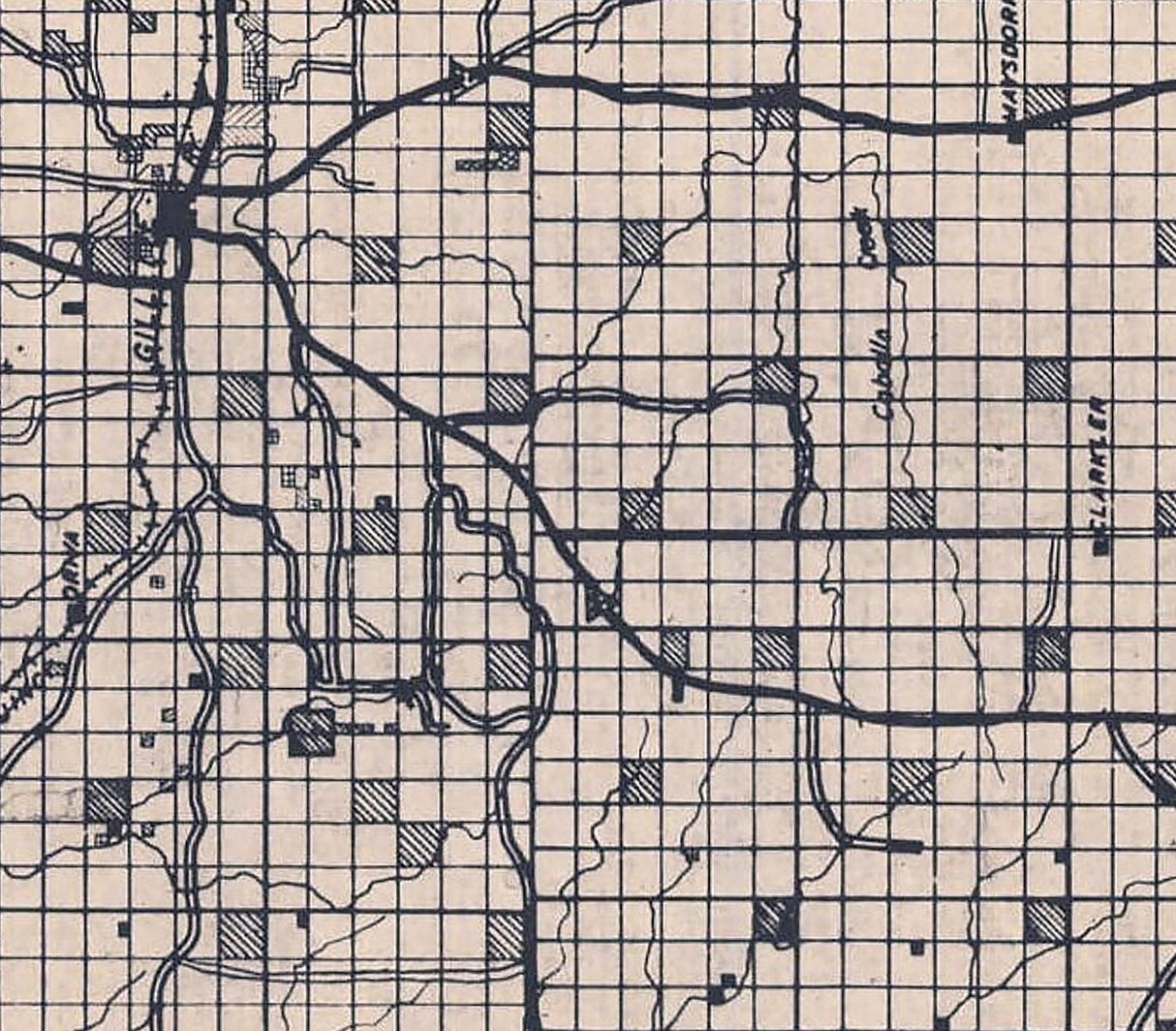 1936 Map of Campbell County Wyoming Oil and Gas Well Locations