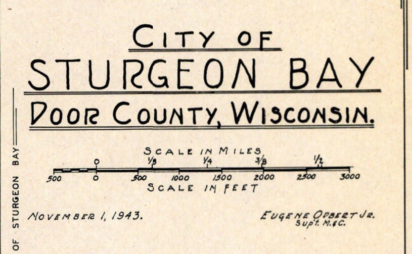 1943 City Map of Sturgeon Bay Door County Wisconsin