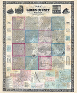 1861 Farm Line Map of Green County Wisconsin
