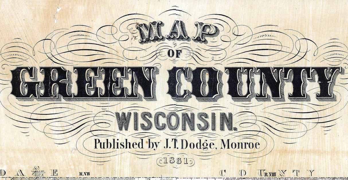 1861 Farm Line Map of Green County Wisconsin