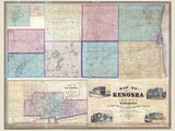 1861 Farm Line Map of Kenosha County Wisconsin