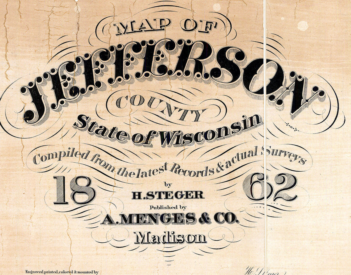 1862 Farm Line Map of Jefferson County Wisconsin
