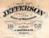 1862 Farm Line Map of Jefferson County Wisconsin