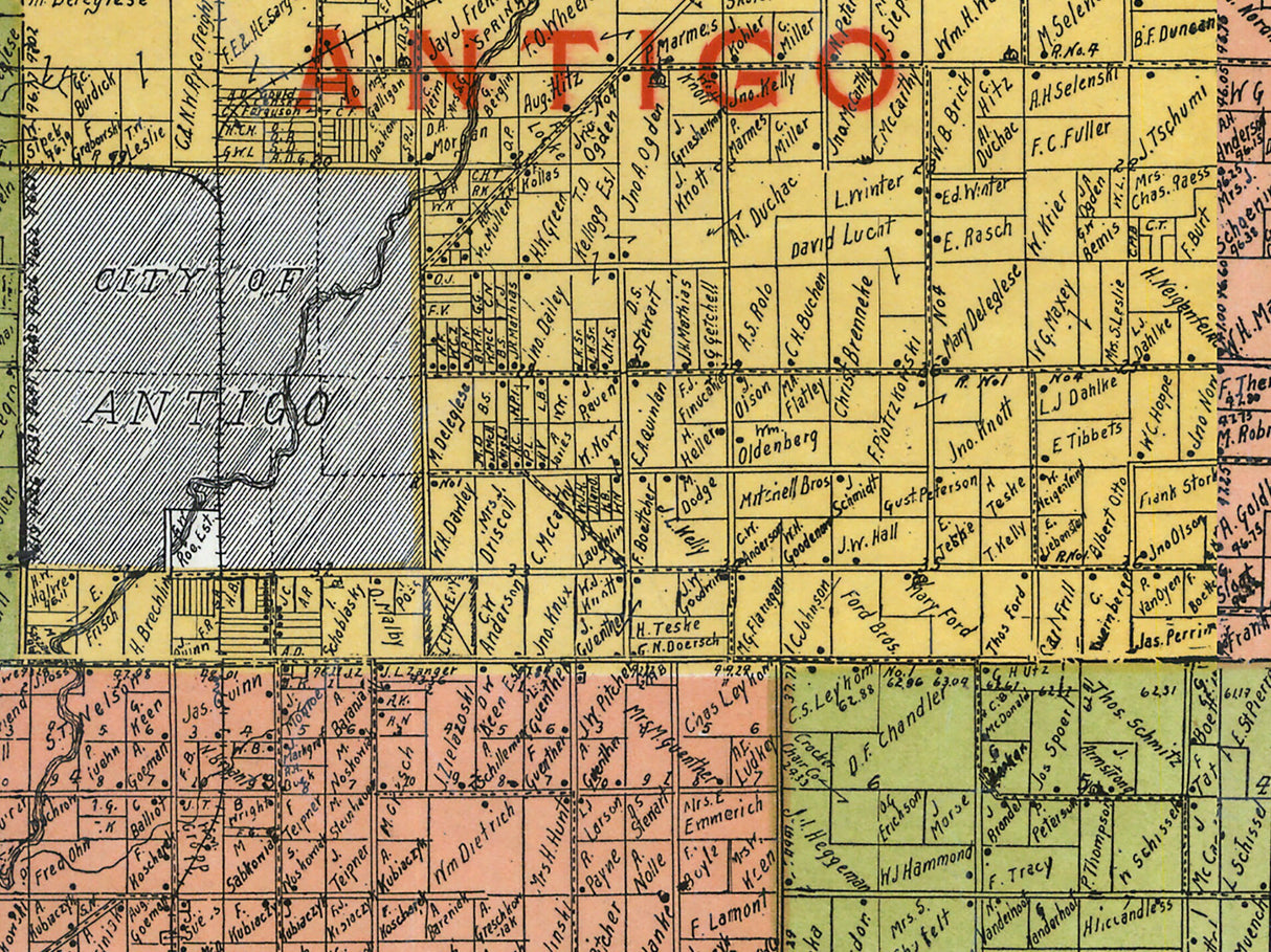 1908 Farm Line map of Langlade County Wisconsin