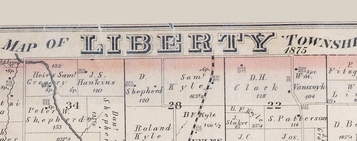 1875 Map of Liberty and Lemon Township Butler County Ohio