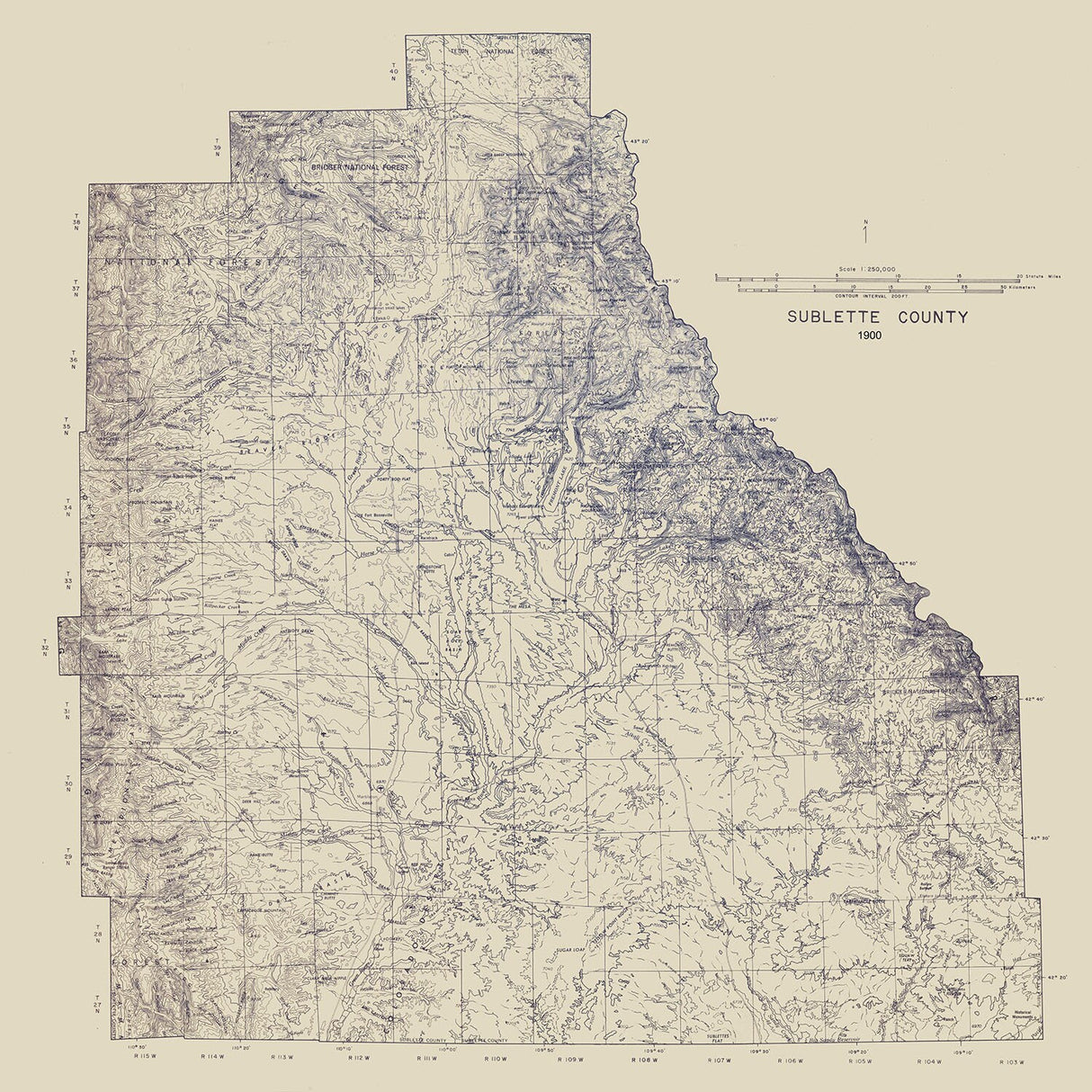 1900 Map of Sublette County Wyoming