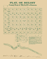 1800s Map of Beloit Mitchell County Kansas