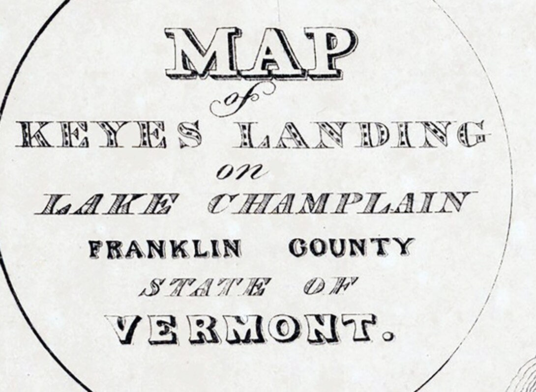 1836 Map of Keyes Landing Lake Champlain Franklin County Vermont