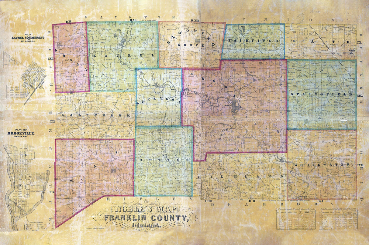 1858 Map of Franklin County Indiana