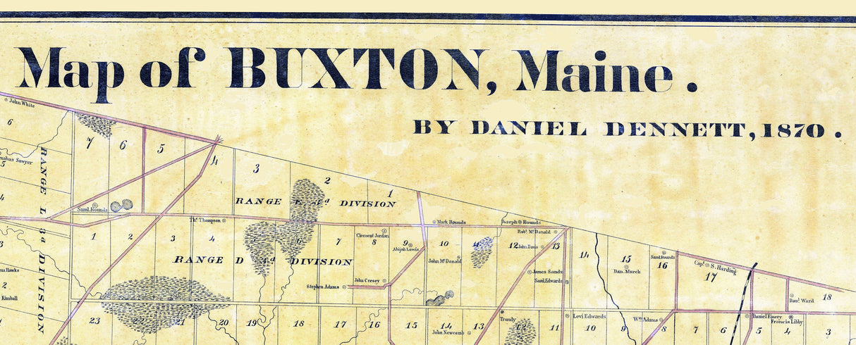 1870 Town Map of Buxton Maine