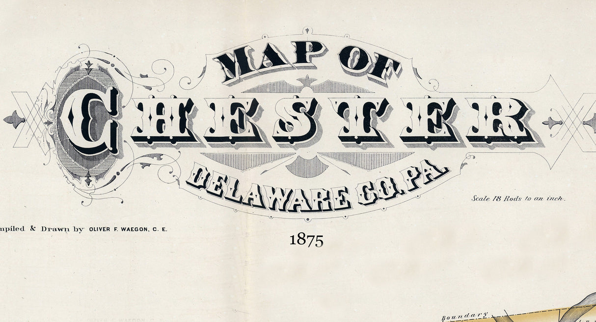 1875 Map of Chester Delaware County Pennsylvania
