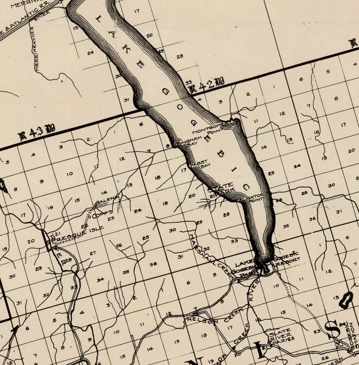 1923 Map of Gogebic County Michigan