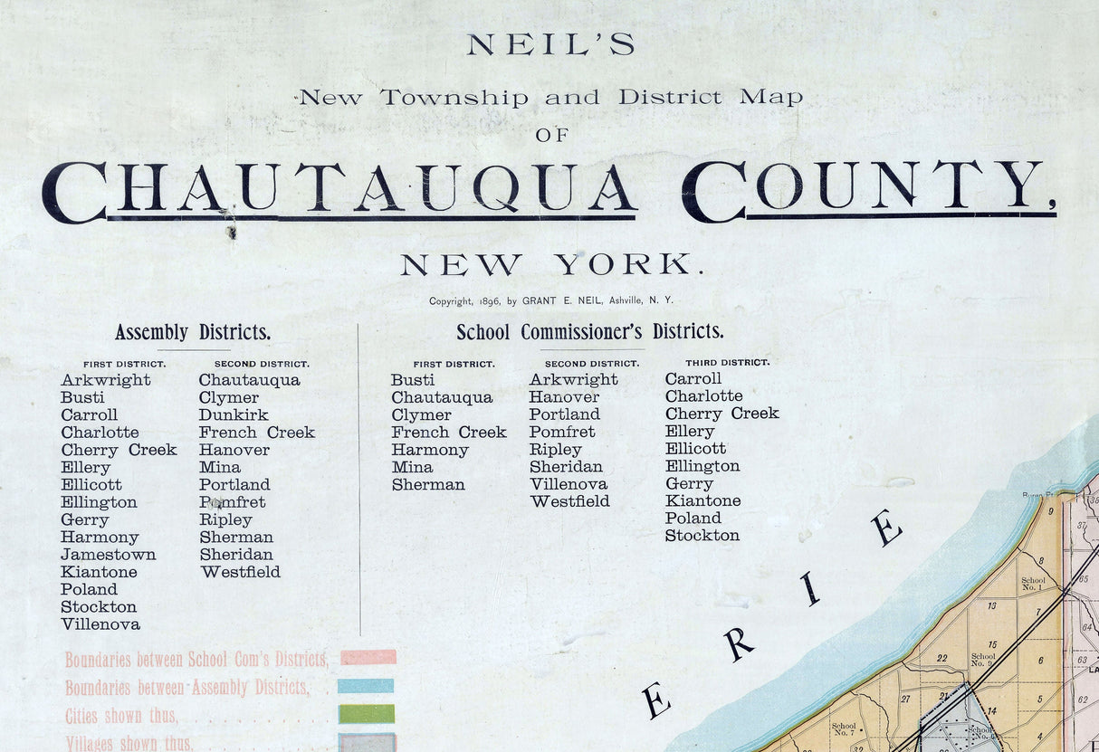 1889 Map of Chautauqua County New York