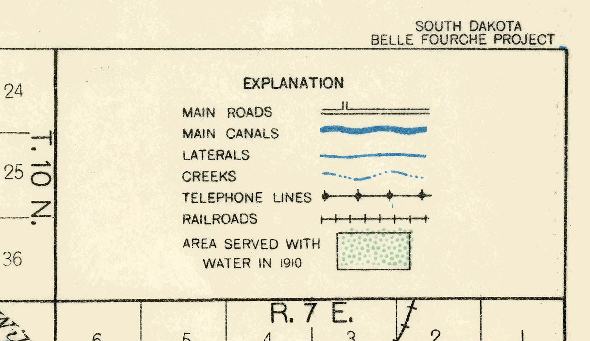 1910 Map of Belle Fourche Lake South Dakota