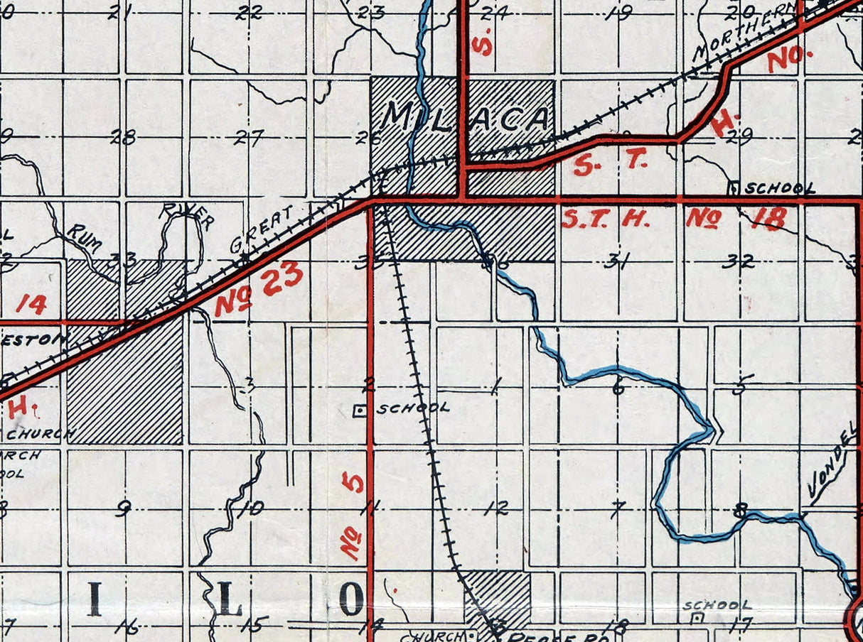 1920 Map of Mille Lacs County Minnesota