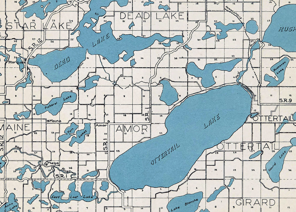 1920 Map of Ottertail County Minnesota