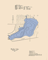 1970 Map of Hooker Lake Kenosha County Wisconsin