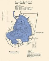 1970 Map of Waubeesee Lake Racine County Wisconsin