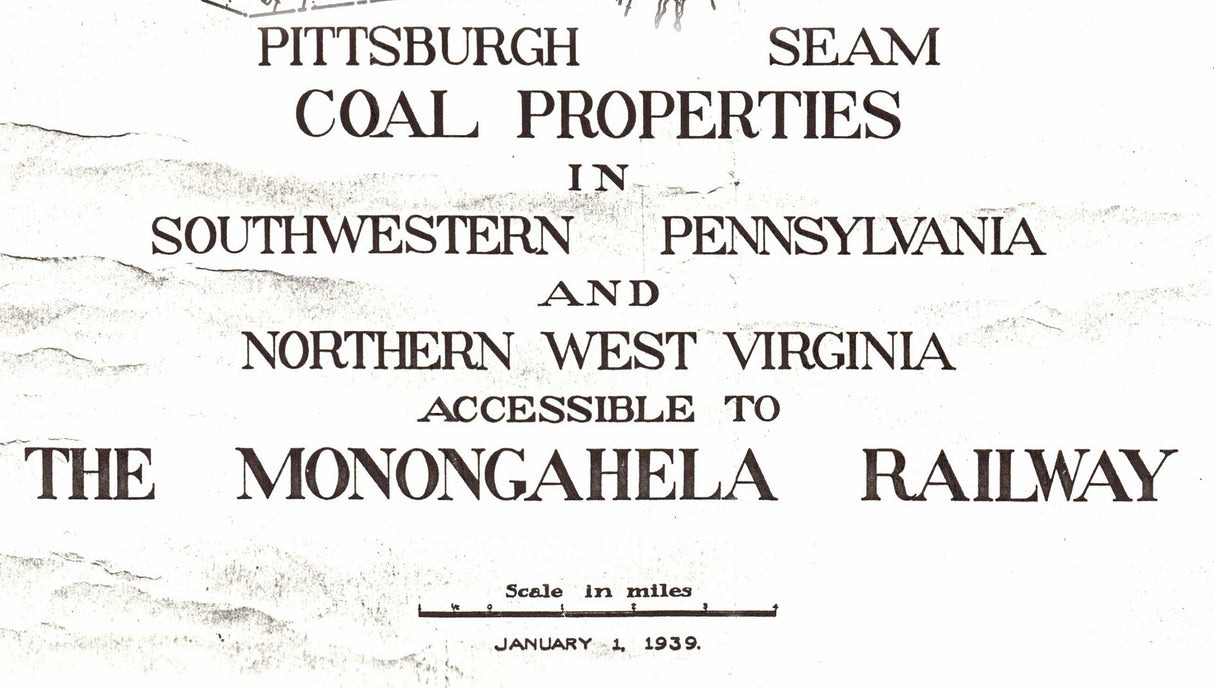 1939 Map of Pittsburgh Coal Seam Properties Pennsylvania West Virginia