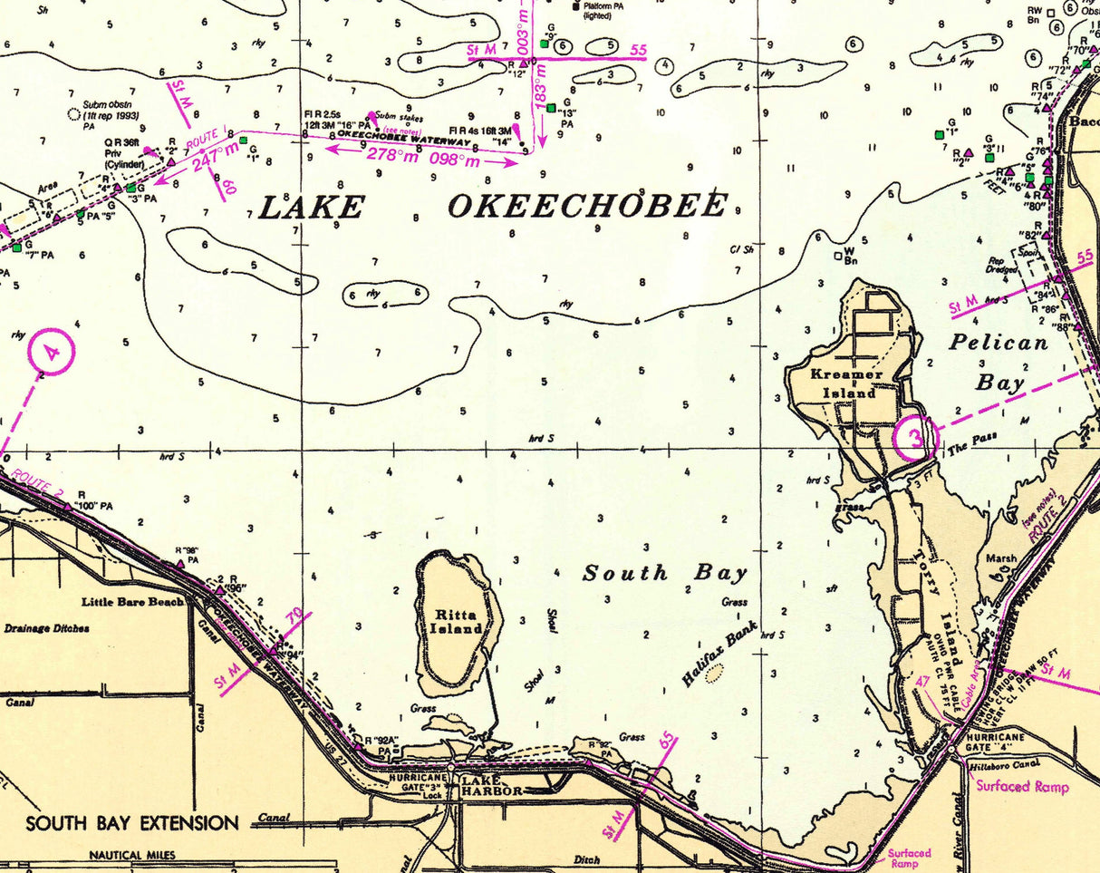 1996 Nautical Chart Map of Lake Okeechobee Florida