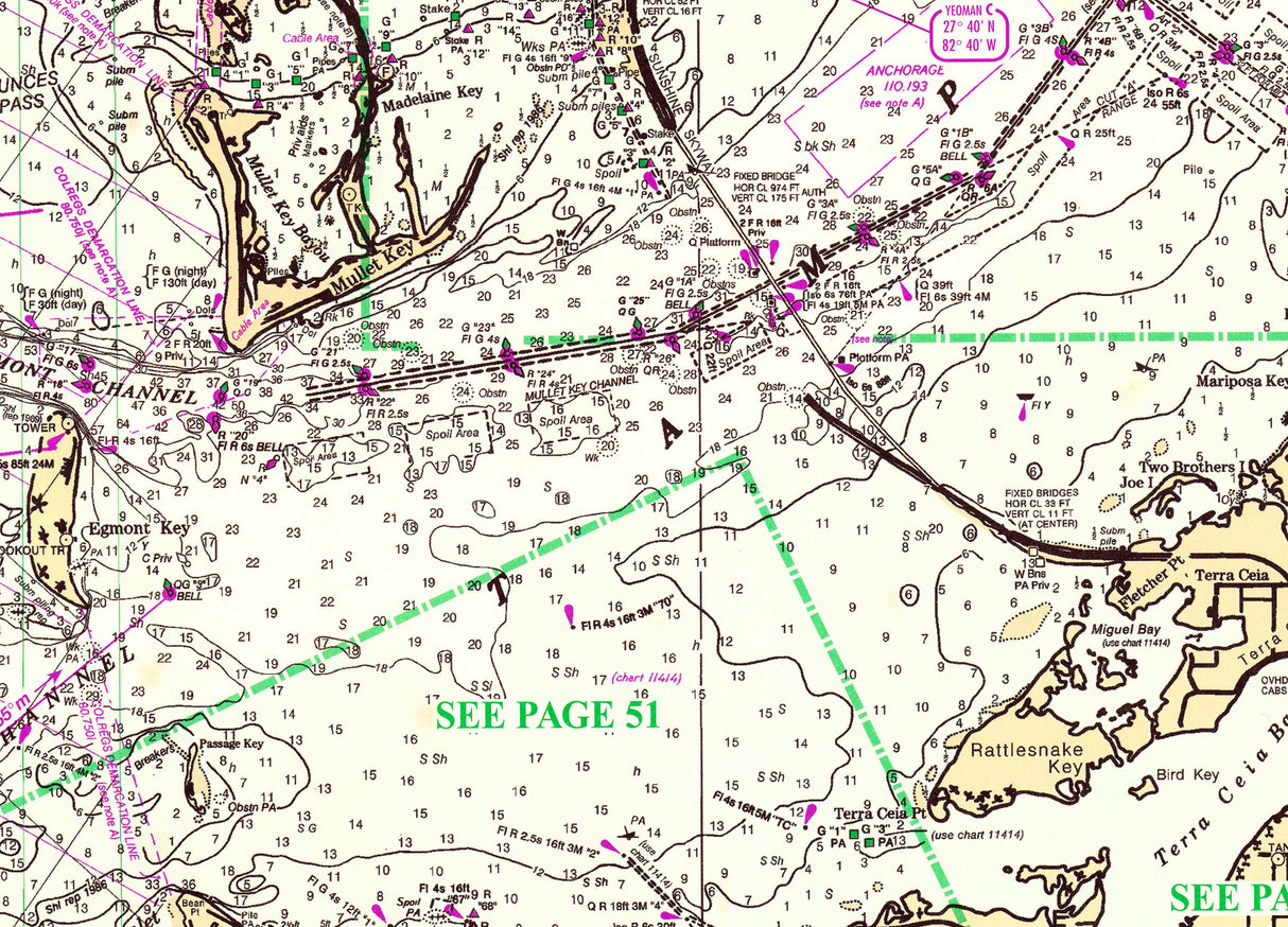 1996 Nautical Chart Map of Tampa Bay Florida