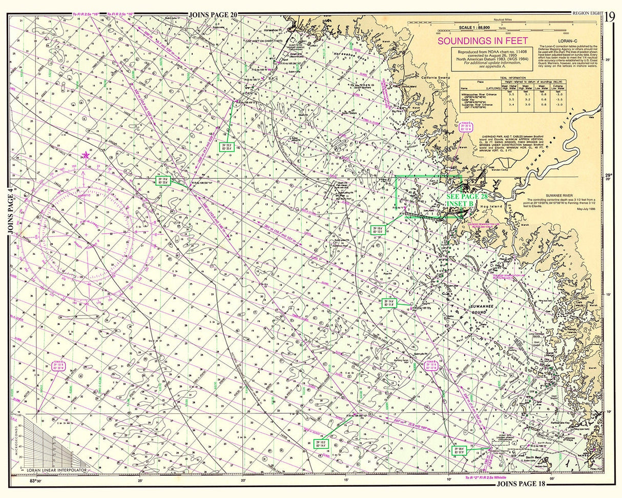 1996 Nautical Chart Map of the Suwannee Sound Florida Region Gulf of Mexico Suwannee River