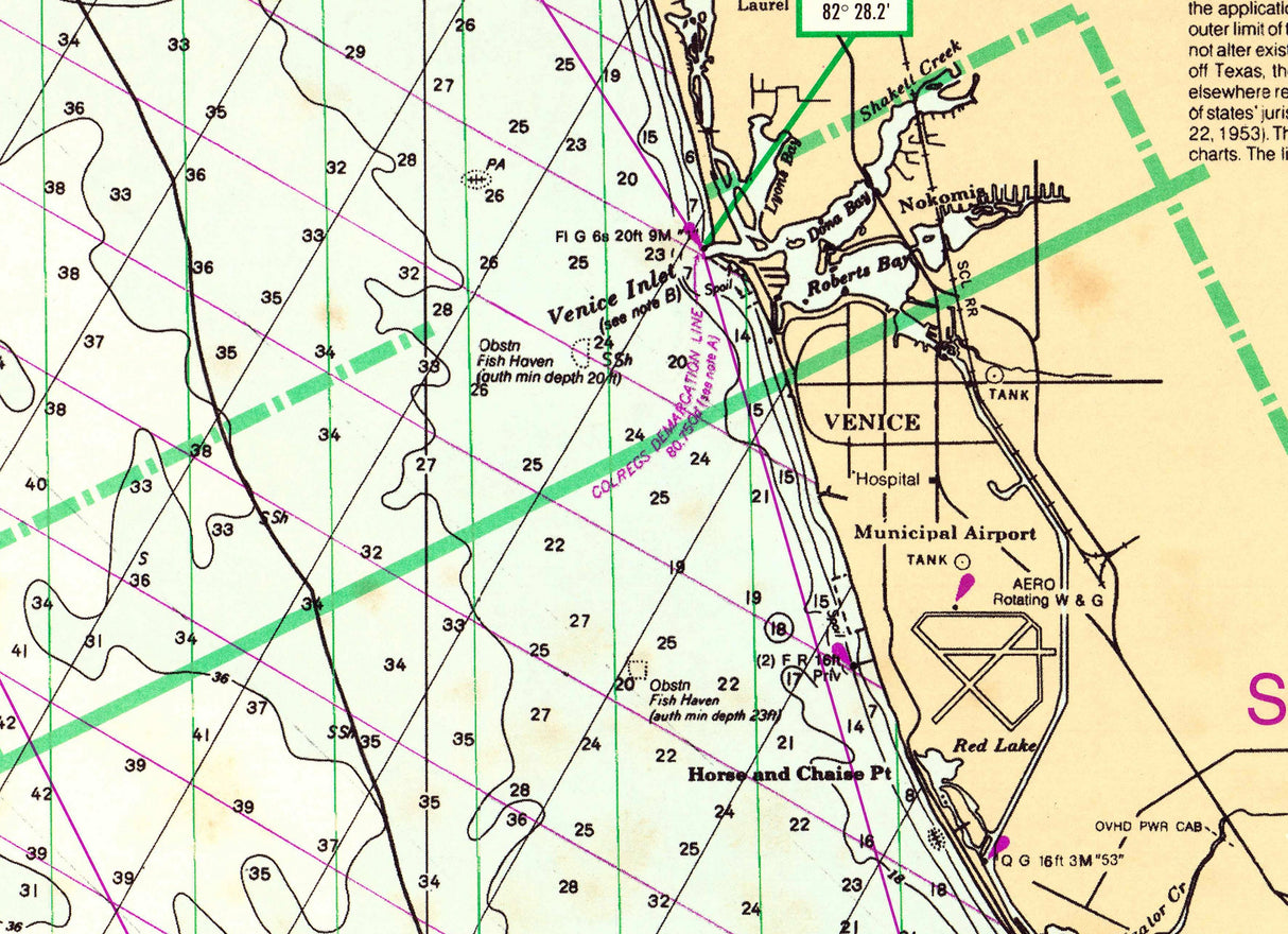 1996 Nautical Chart Map of Venice Florida Gulf Region Stump Pass