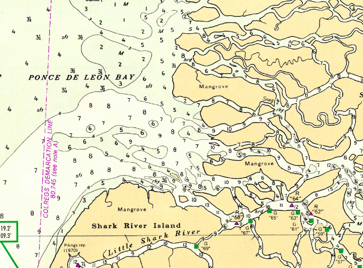 1996 Nautical Chart Map of Whitewater Bay Florida Everglades