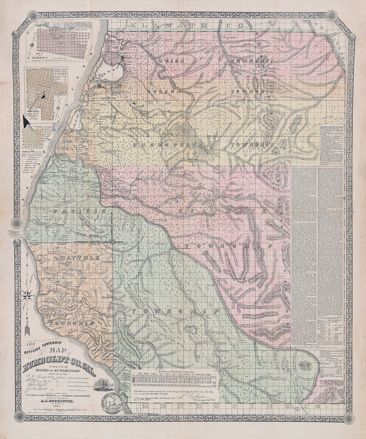 1865 Map of Humboldt County California