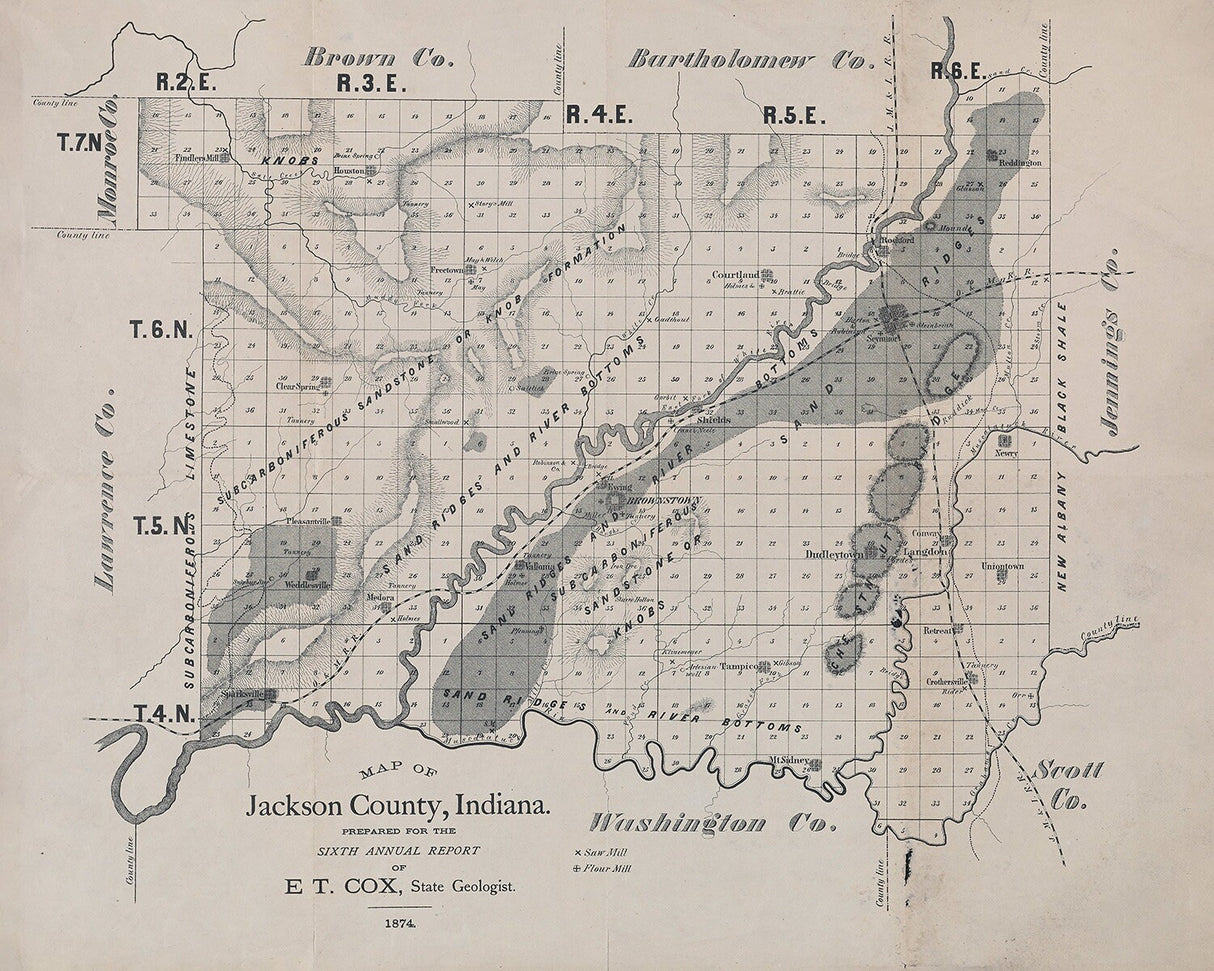 1874 Map of Jackson County Indiana