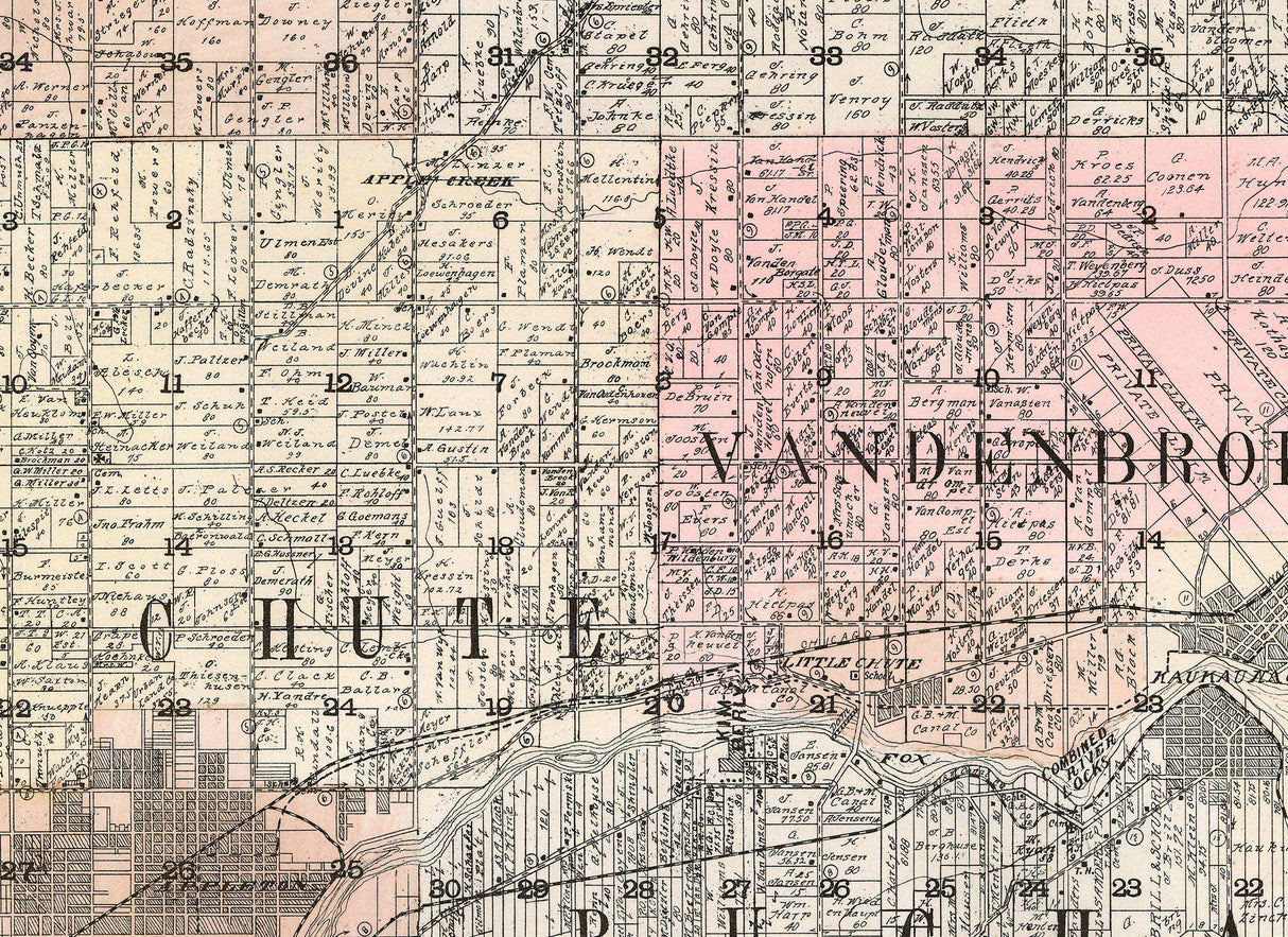 1903 Farm Line Map of Outagamie County Wisconsin