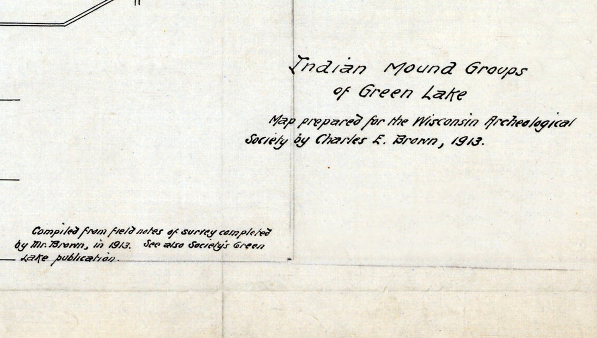 1913 Map of Green Lake Wisconsin Indian Mounds