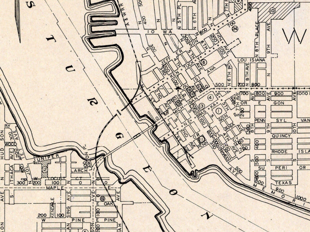 1943 City Map of Sturgeon Bay Door County Wisconsin