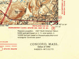 1943 Topo Map of Concord Massachusetts Quad Waldon Pond Sandy Pond