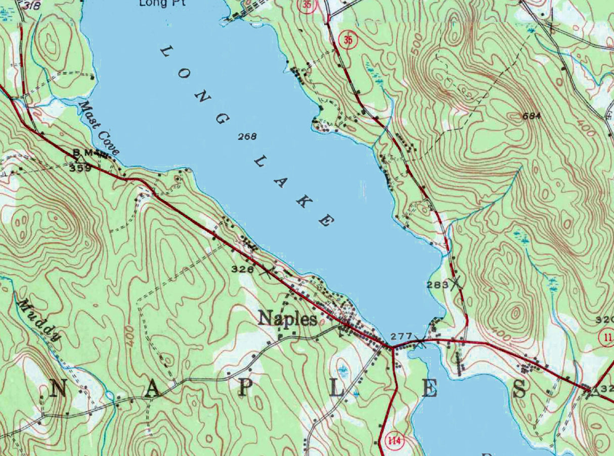 1942 Map of Long Lake Cumberland County Maine