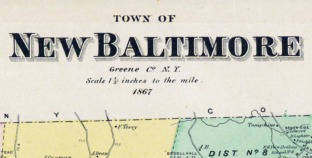 1867 Map of New Baltimore Greene County New York