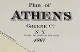 1867 Town Map of Athens Greene County New York