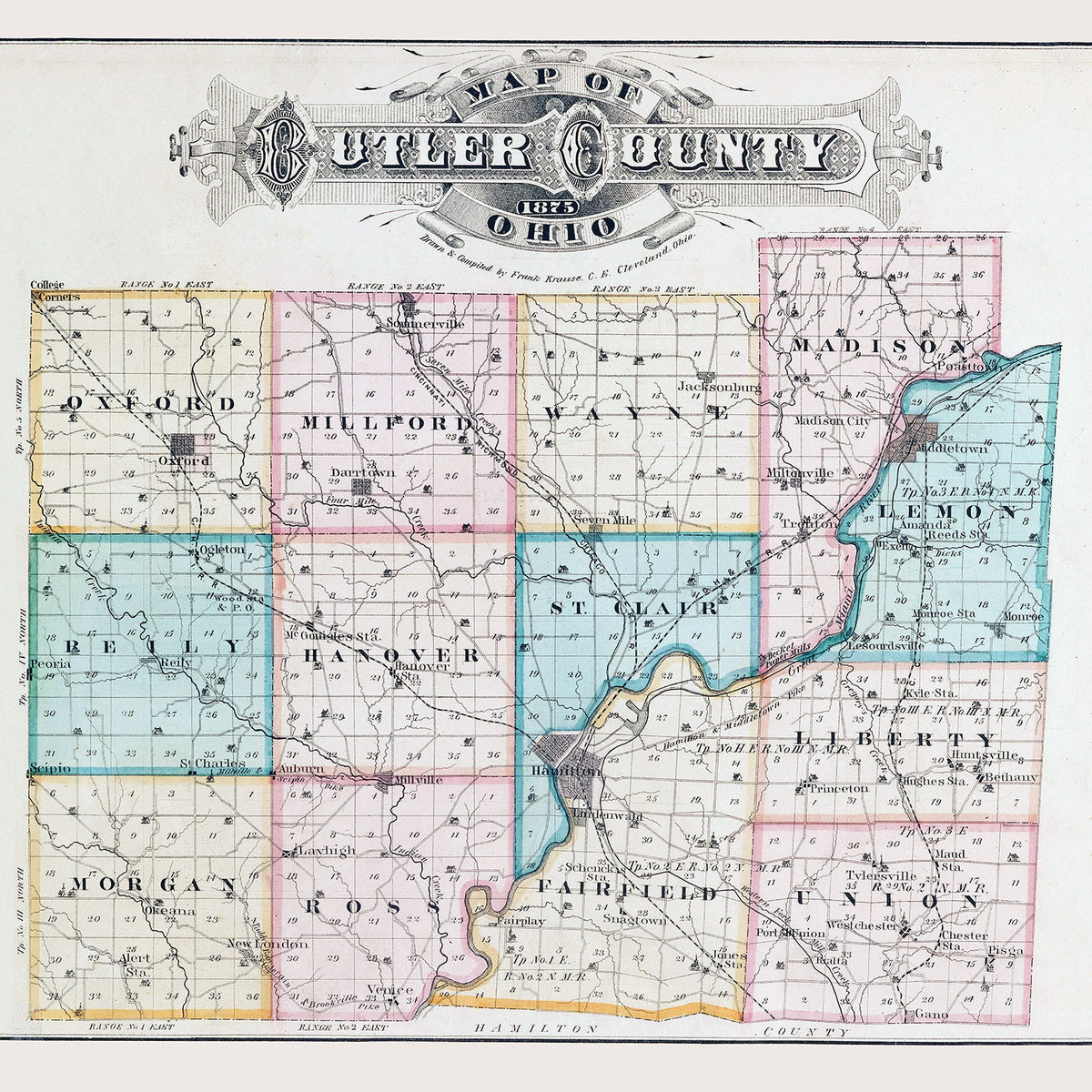 1875 Map of Butler County Ohio – Genealogical Surveyor