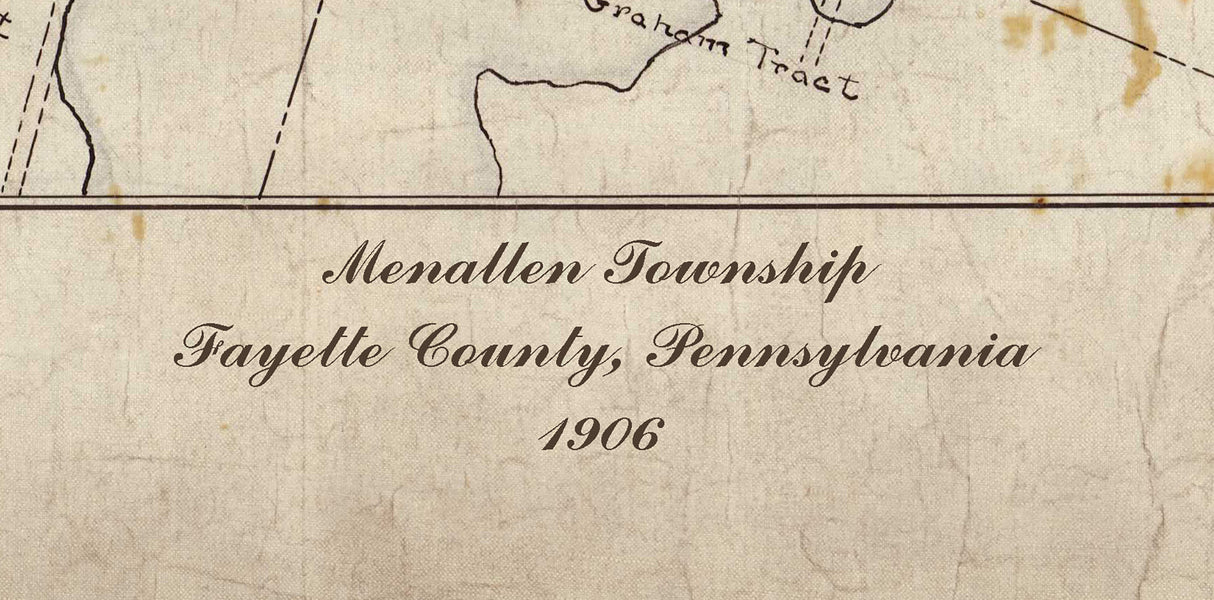 1906 Farm Line Map of Menallen Township Fayette County Pa Route 40 Area