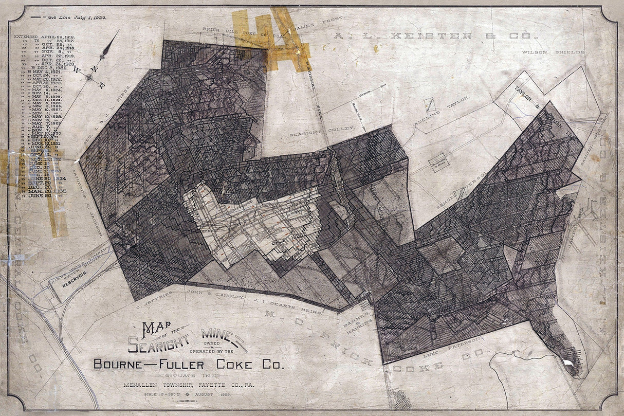 1906 Map of Searight Coal Mine Fayette County Pennsylvania