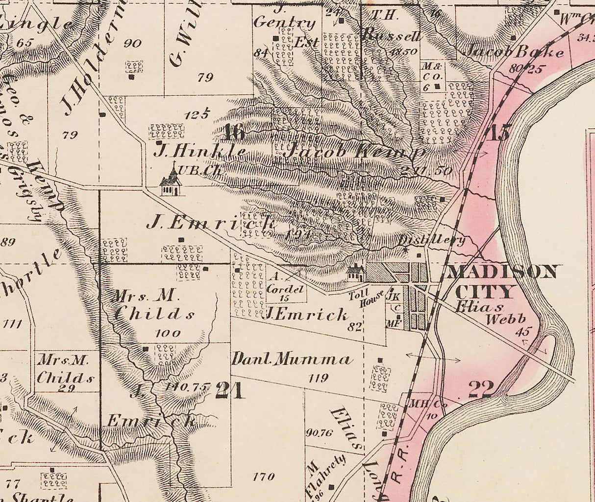 1875 Map of Madison Township Butler County Ohio