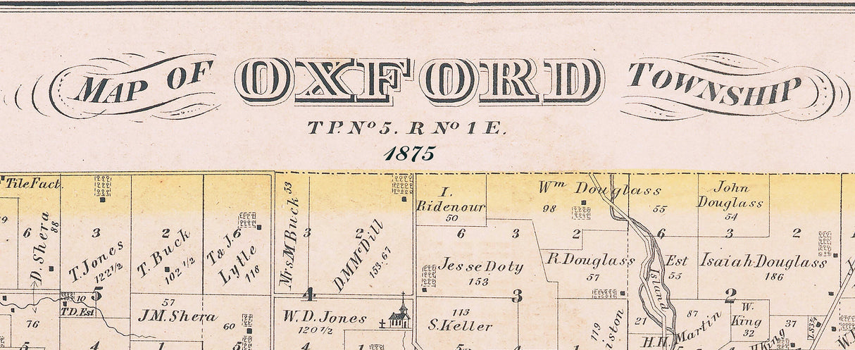 1875 Map of Oxford Township Butler County Ohio