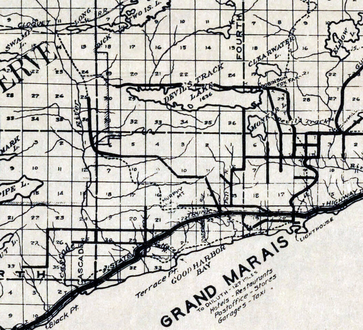 1917 Map of Cook County Minnesota