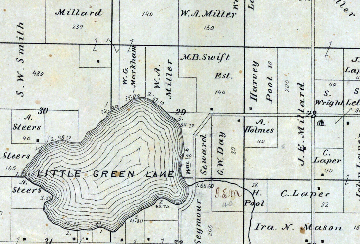 1875 Map of Green Lake Township Green Lake County Wisconsin