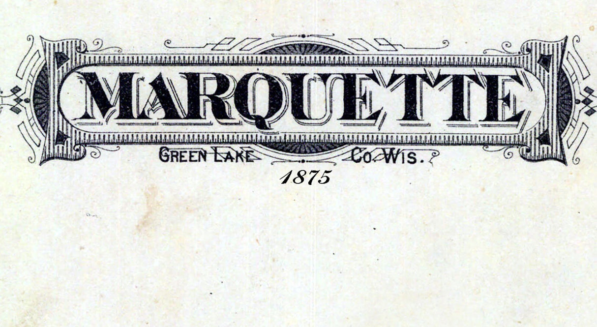 1875 Map of Kingston and Marquette Township Green Lake County Wisconsin